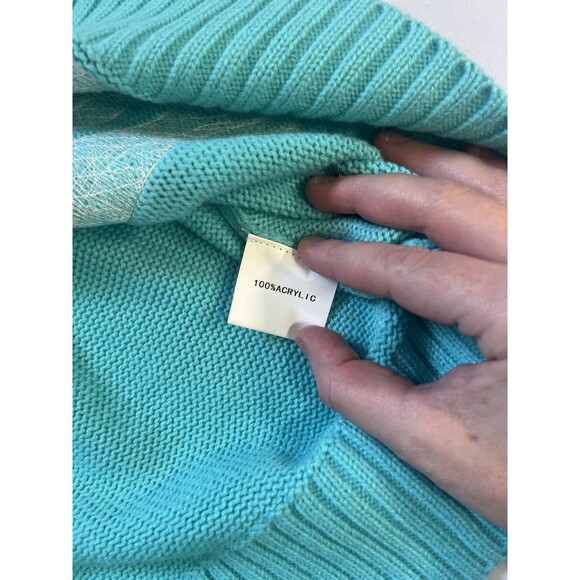 Queen of Sparkles Nutcracker Sequin Cardigan Sweater Teal Button Front – Medium - Picture 10 of 13